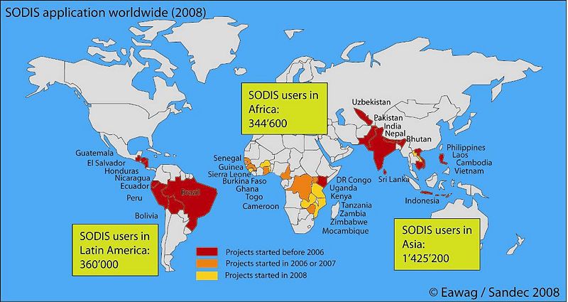 Worldwide application of SODIS in projects coordinated by Eawag